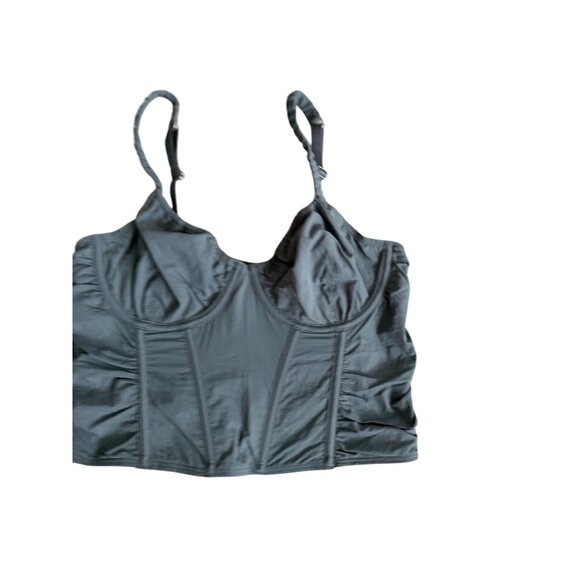 GILLY HICKS Gray Nylon Corset Style Crop Tank Top Size Medium - Picture 5 of 8